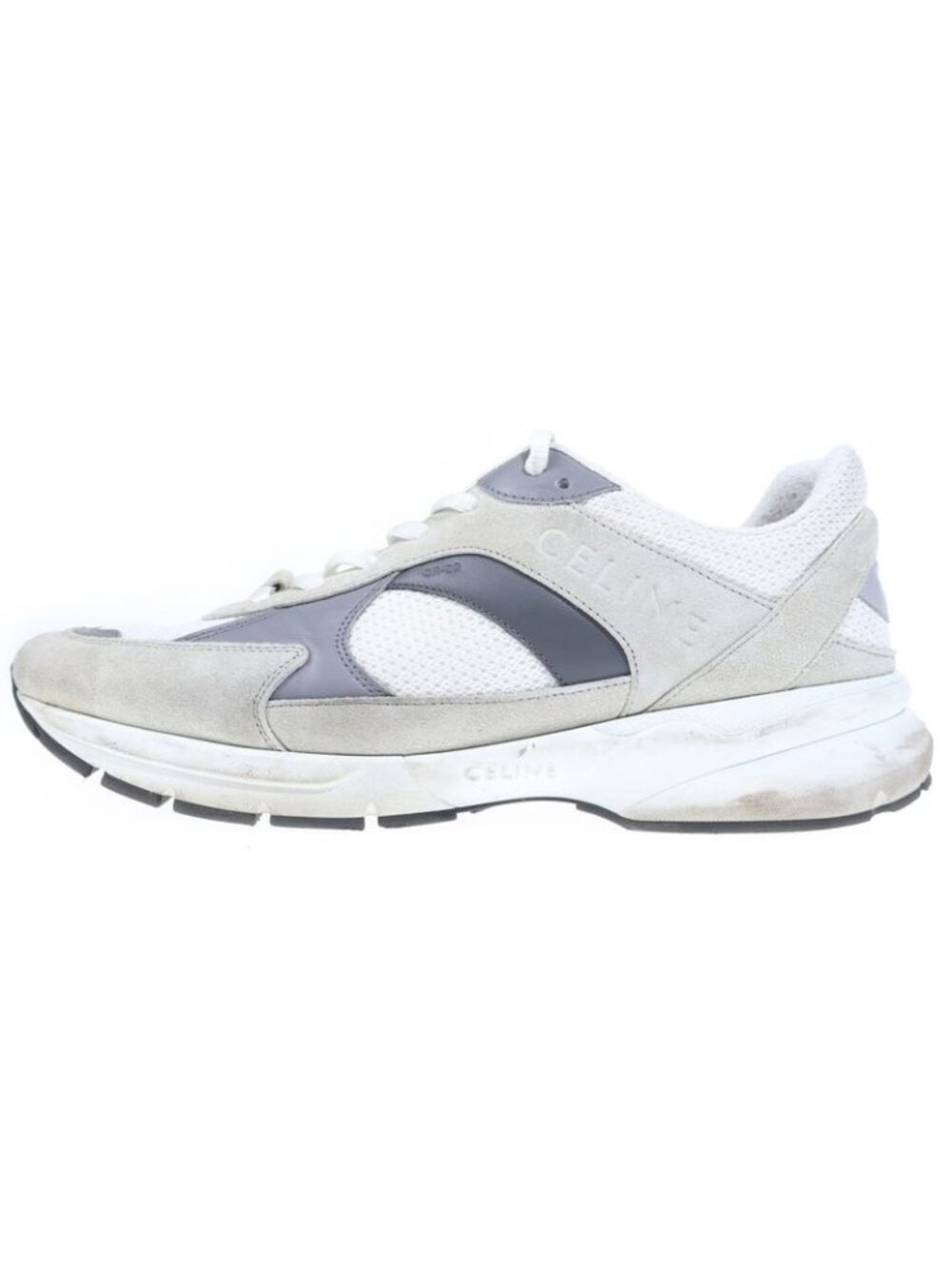 Celine Lace Up Low Cut Sneakers White Gray